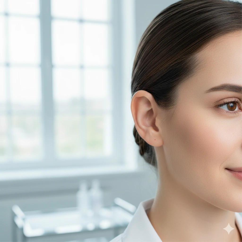 Kepçe Kulak Ameliyatı ve Otoplasti sonrası doğal görünümlü kulak estetiği. Otoplasty